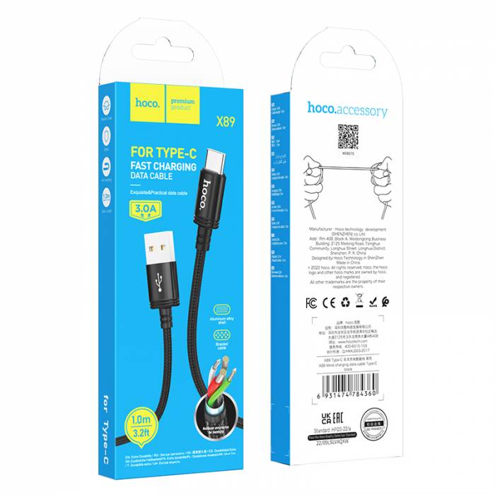 Кабель USB на Type-C Hoco X89 (black)