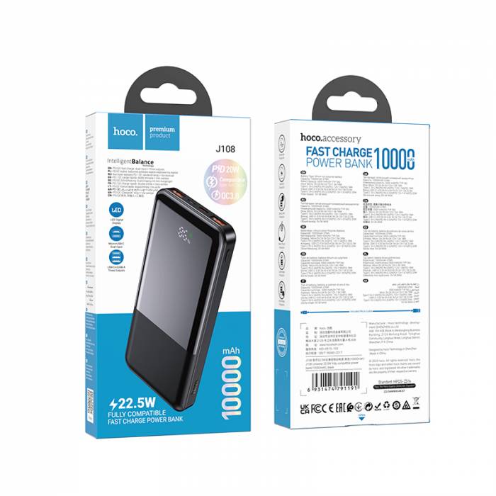 Портативный аккумулятор Hoco J108 10000mAh PD+QC3.0 (black)