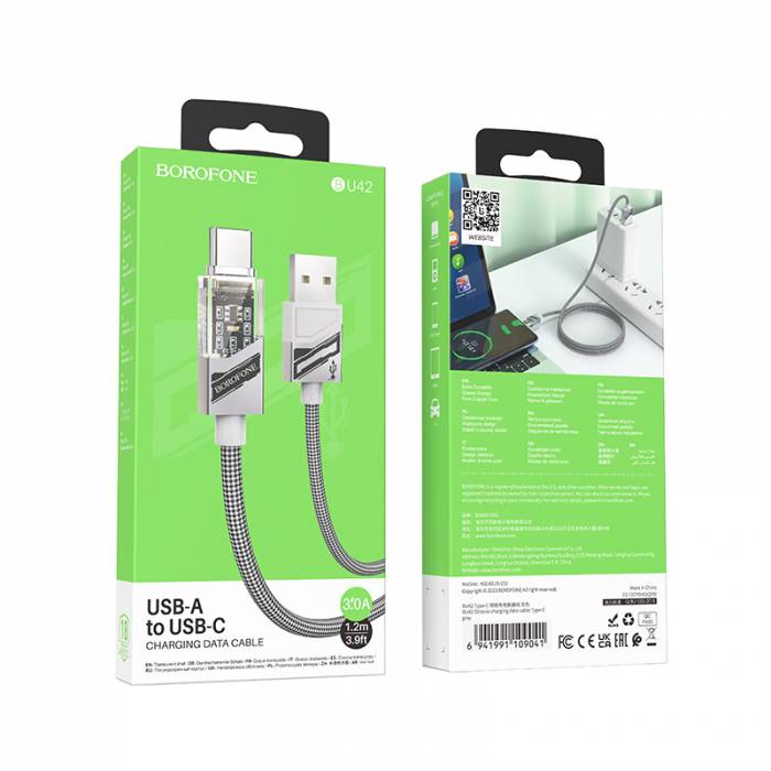 Кабель USB на Type-C Borofone BU42 (grey)