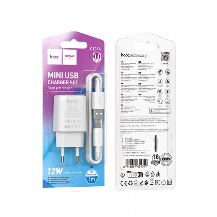 Зарядное устройство на Micro-USB Hoco C134A (white)