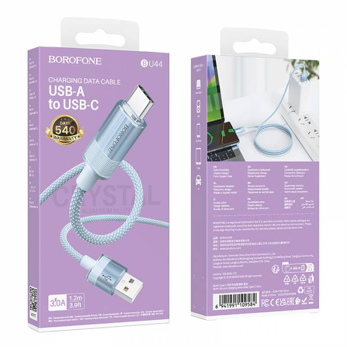 Кабель USB на Type-C Borofone BU44 (blue)