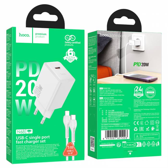 Зарядное устройство Hoco N68 PD20W для Lightning (white)