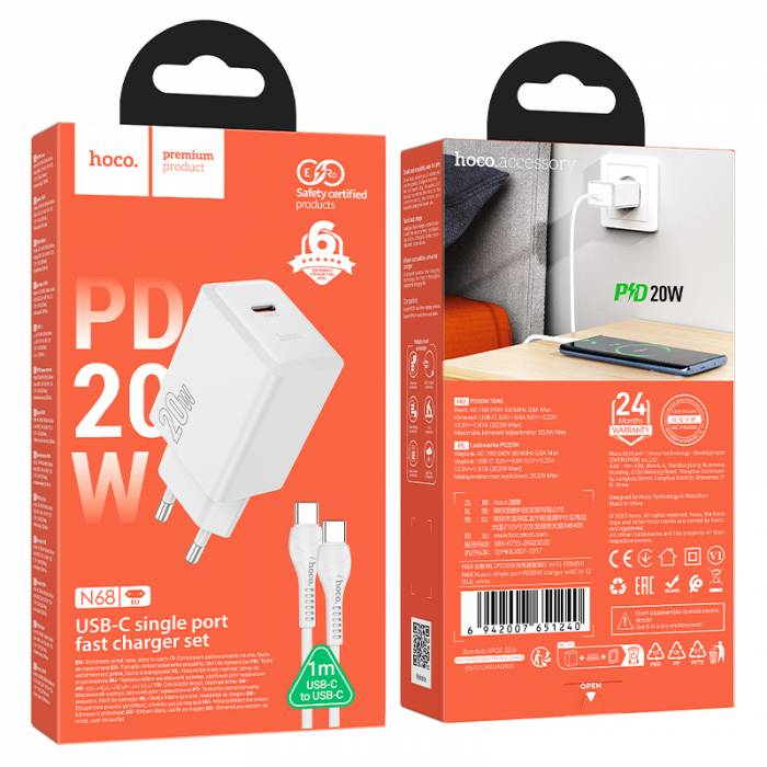 Зарядное устройство Hoco N68 PD20W для Type-C (white)