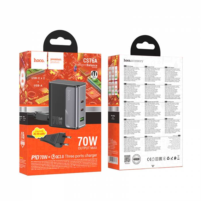 Зарядное устройство PD70W(2C1A) Hoco CS76A (black)