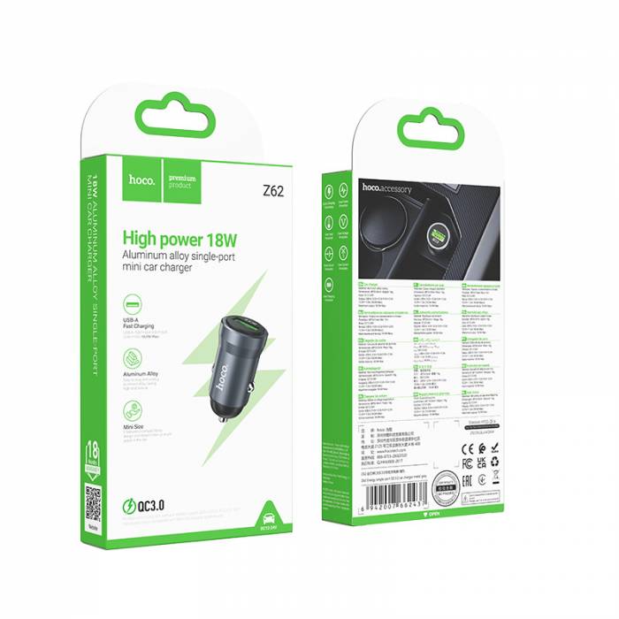 Автомобильное зарядное устройство Hoco Z62 QC3.0 (metal grey)