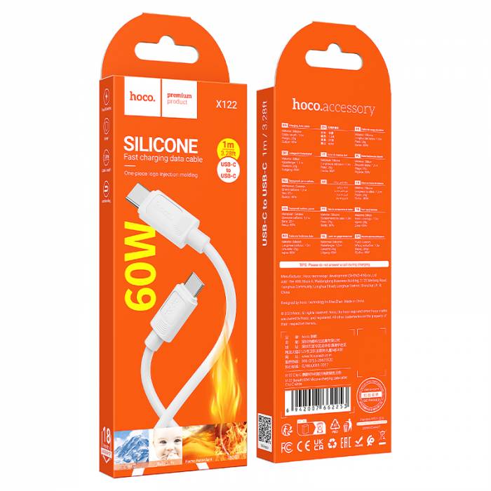 Кабель Type-C на Type-C 60W Hoco X122 (white)