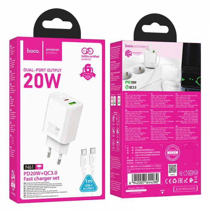 Зарядное устройство для Type-C Hoco N61 PD20W+QC3.0 (white)