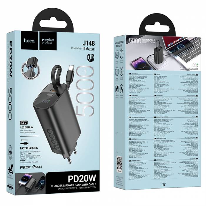 Портативный аккумулятор Hoco J148 5000mAh PD20W (black)