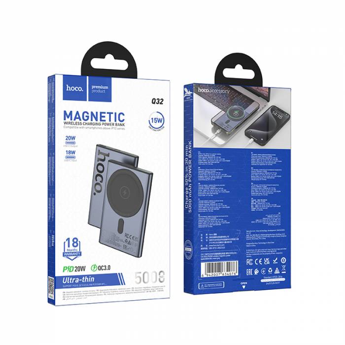 Портативный аккумулятор Hoco Q32 5000mAh QC3.0 (metal grey)