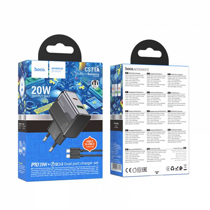 Зарядное устройство PD20W+QC3.0 для Type-C Hoco CS71A (black)