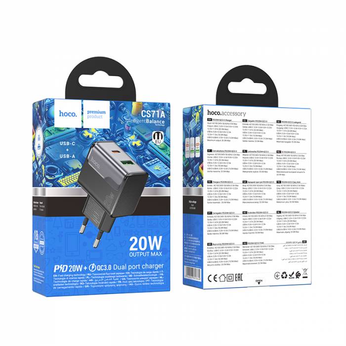 Зарядное устройство PD20W+QC3.0 Hoco CS71A (black)