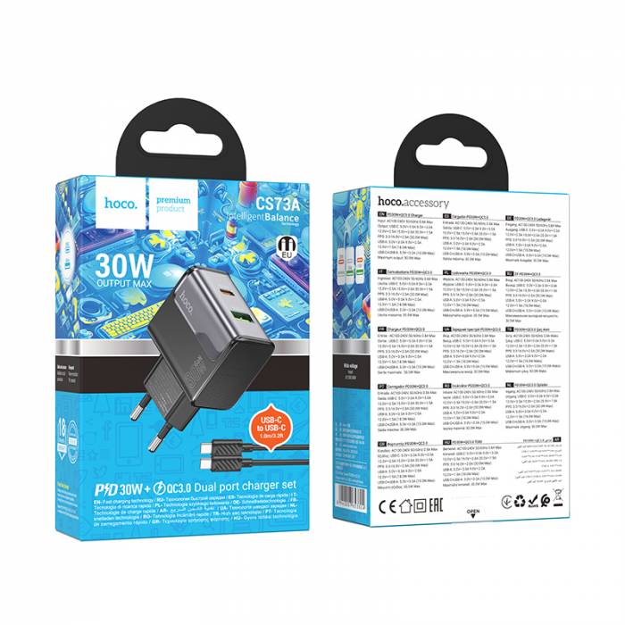 Зарядное устройство PD30W+QC3.0 для Type-C Hoco CS73A (black)