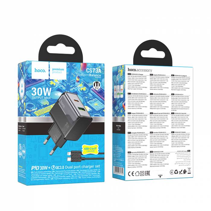 Зарядное устройство PD30W+QC3.0 для Lightning Hoco CS73A (black)