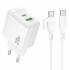 Зарядное устройство PD20W USB-C+USB Для Type-C QC3.0 Borofone BAS44A (white)