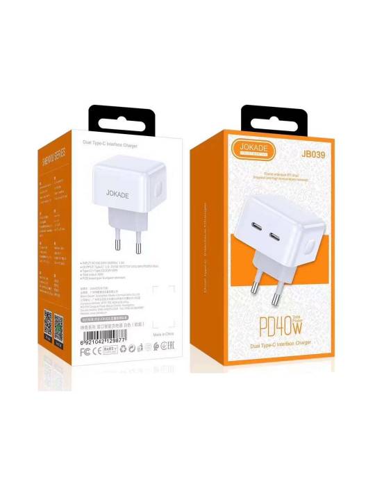 Зарядное устройство Jokade JB039 PD40W  + QC3.0 dual port(2c) (white)