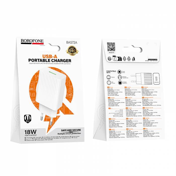 Зарядное устройство Borofone QC3.0 BAS72A (black)