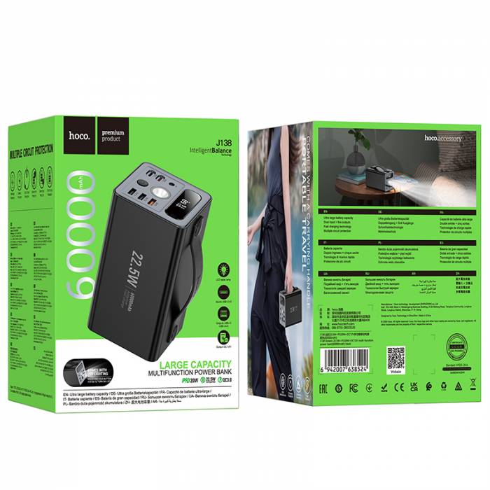 Портативный аккумулятор Hoco J138 60000mAh PD20W (black)