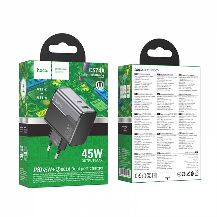 Зарядное устройство PD45W+QC3.0 Hoco CS74A (black)