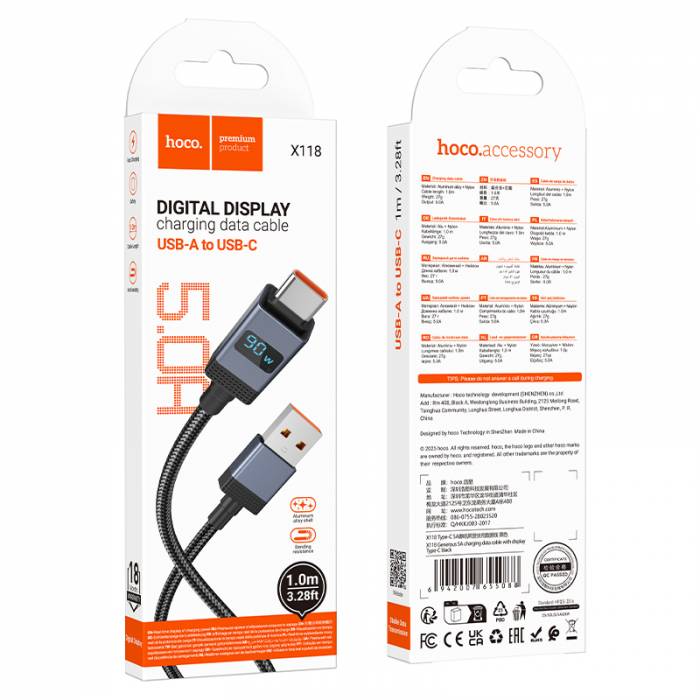 Кабель USB на Type-C 5A Hoco X118 (black)