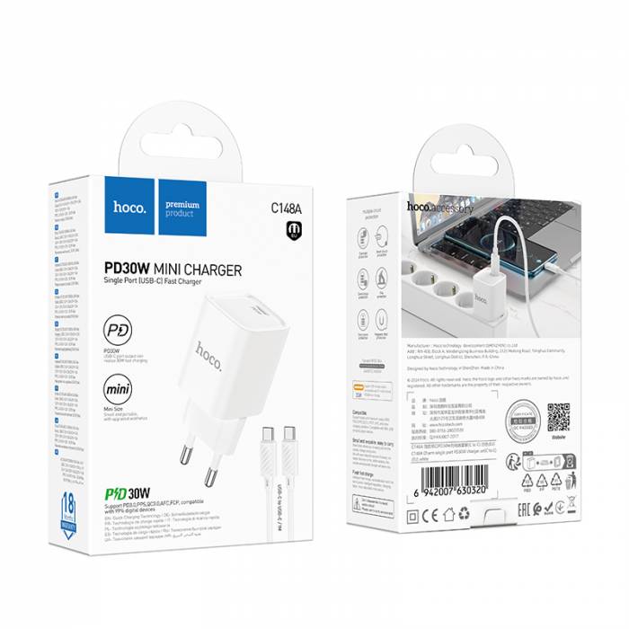 Зарядное устройство для Type-C Hoco C148A PD30W (white)