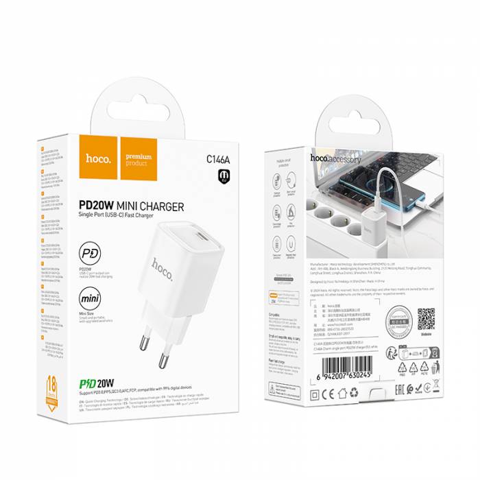 Зарядное устройство Hoco C146A PD20W (white)