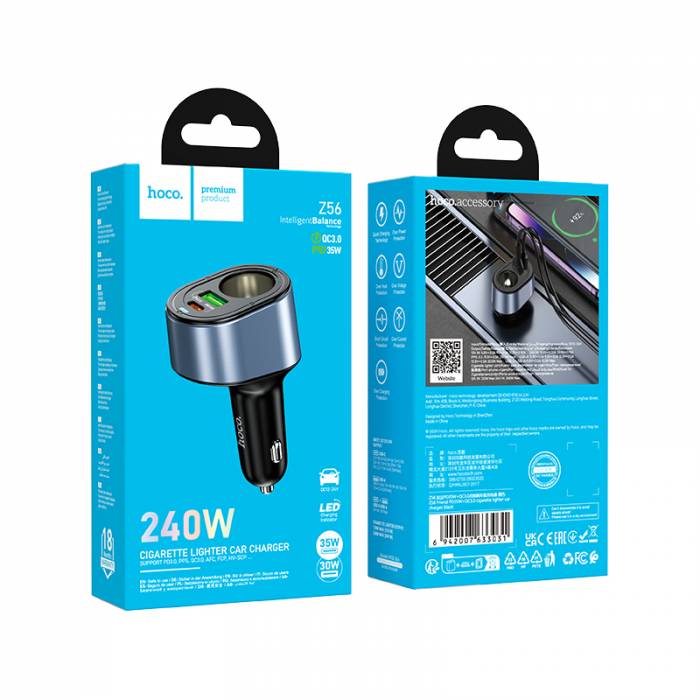 Автомобильное зарядное устройство Hoco PD35W+QC3.0 Z56 (white)