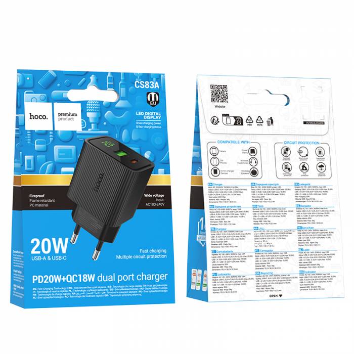 Зарядное устройство PD20W+QC3.0 Hoco CS83A (black)