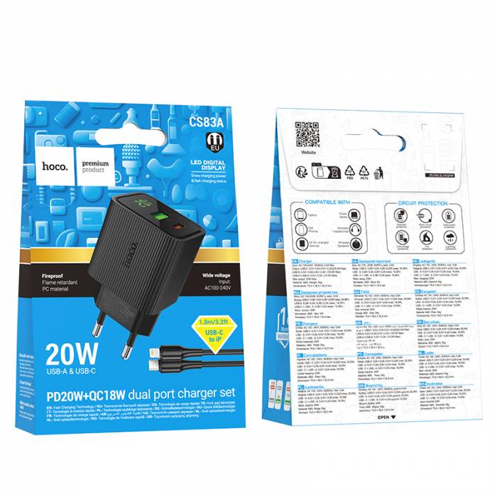 Зарядное устройство для Lightning PD20W+QC3.0 Hoco CS83A (black)