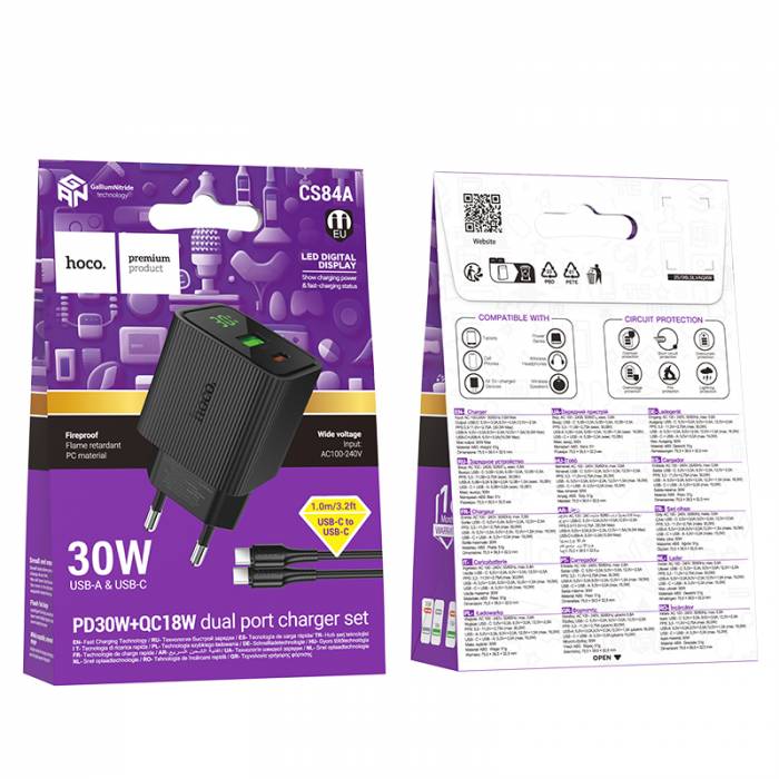 Зарядное устройство для Type-C PD30W+QC3.0 Hoco CS84A (black)
