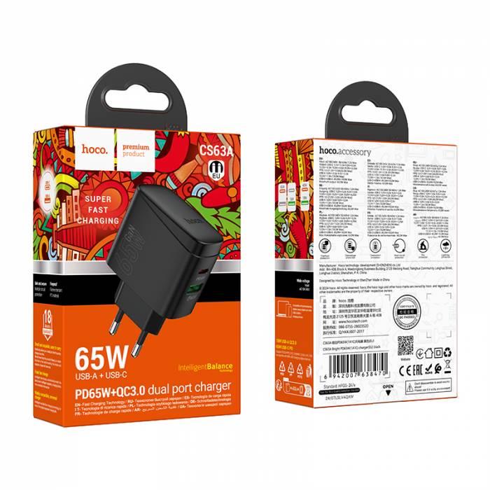 Зарядное устройство PD65W Hoco CS63A (black)