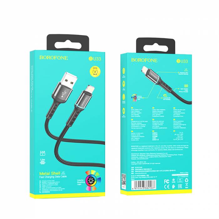 Кабель USB на Lightning Borofone BU33 (black)