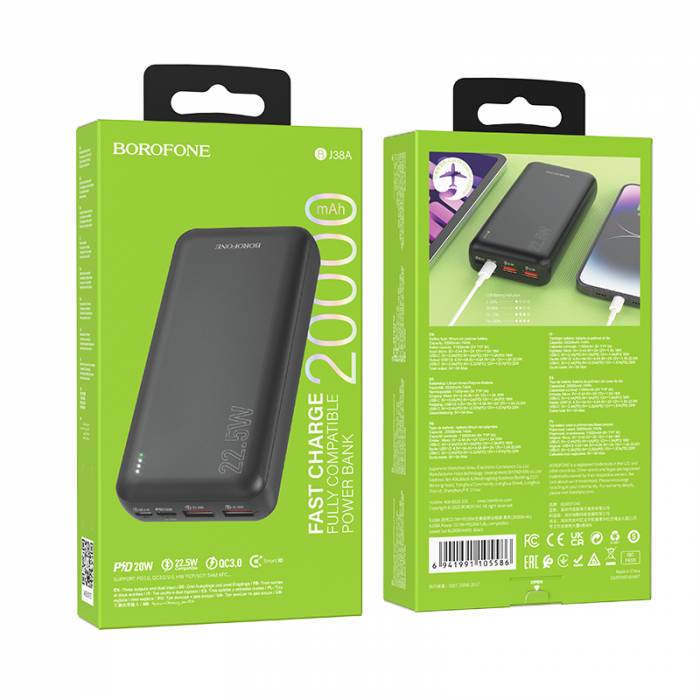 Портативный аккумулятор Borofone BJ38A 20000mAh QC3.0 (black)