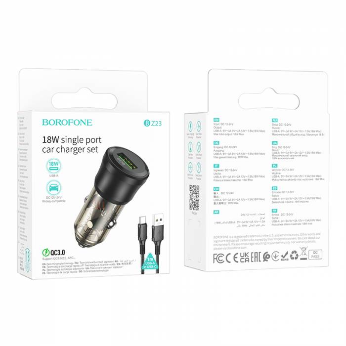 Автомобильное зарядное устройство для Type-C Borofone BZ23 QC3.0 (black)