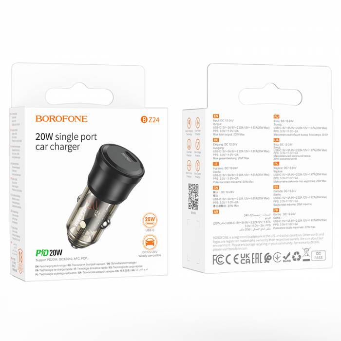 Автомобильное зарядное устройство Borofone BZ24 PD20W QC3.0 (black)