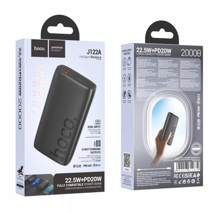 Портативный аккумулятор Hoco J122A 20000mAh PD20W+QC3.0 (black)