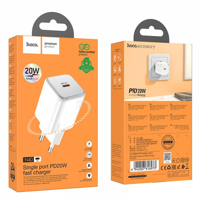 Зарядное устройство Hoco N40 PD20W+QC3.0 (white) (2 года гарантия на "N" серию)