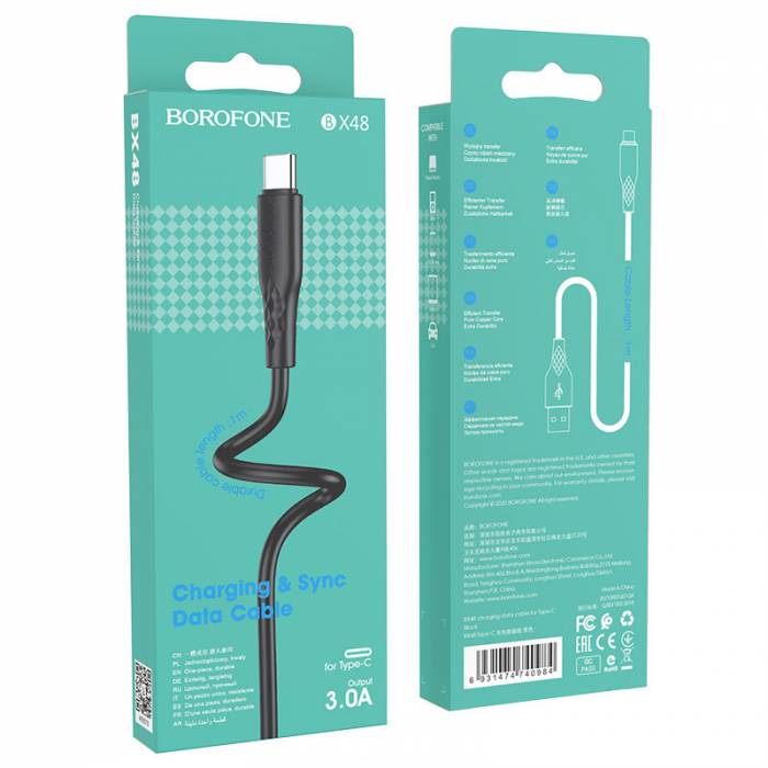 Кабель USB на Type-C Borofone BX48 (black)